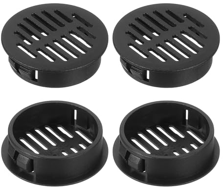 QUARKZMAN 16Pcs Grille de Ventilation Ronde en Plastique, Diamètre Encastrement 35mm Hauteur 11mm Grille d'aération, Bouches d'aération pour Armoire Plafond Mur Fenêtre Cache Radiateur, Noir