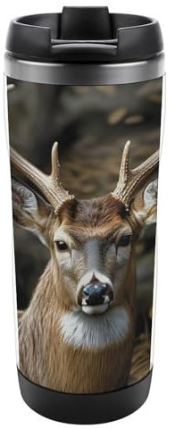 Thermobecher mit Camouflage-Hirsch-Design, Edelstahl, wiederverwendbar, Eiskaffeetasse, individueller Becher, isolierter Reisebecher für die meisten Becherhalter, 368 ml