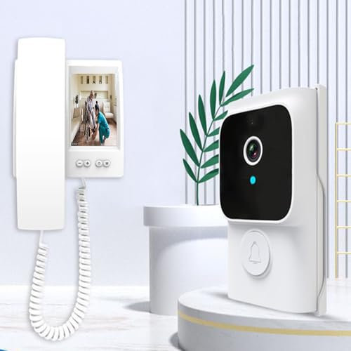 Zeerkeer Doorbell Camera Wireless, 1080P Video Doorbell Wireless with 3.5 IPS Monitor Night Vision 2-Way Intercom Video Doorbell Wireless No Monthly Fee No WiFi Required Privacy Protection