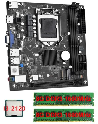 casstaly ITX H61 Desktop Motherboard+I3-2120+2x8G DDR3 1600MHz RAM CPU LGA 1155 Support Up to 16GB RAM Slots 100M Network Card Easy Install Easy to Use