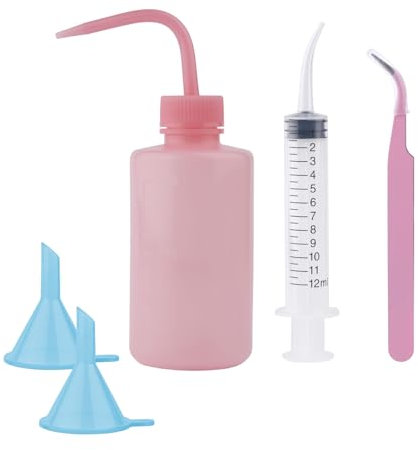 BOXOB 5st Schneekugel Becher Zubehör, Glitzer Schneekugelbecher DIY Set Inklusive Kunststoff Quetschflasche Spritze Pinzette und Trichter für Bastelarbeiten