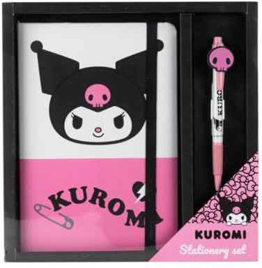 Cerdà Hello Kitty Set di cartoleria - Quaderno - Penna a sfera - Motivo Kuromi - Nero e rosa