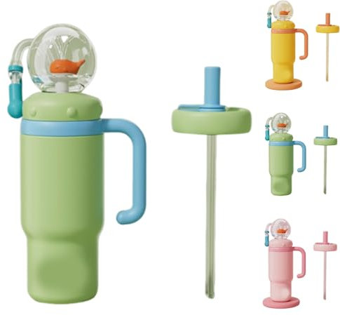 Qixfyze 24 Oz Edelstahl-Wal-Springbrunnenbecher Mit Lustigem Springbrunneneffekt, Mit Henkel, 2025 Neuer Süßer Trinkbecher Mit Wal-Spritzbecher Mit Auslaufsicherem, Beschwertem Strohhalm(Set B)