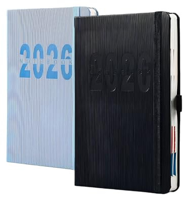 Taschenkalender 2026 Klein 14x21cm Format Herlitz Kalender 2026 Style Agenda 2026 Tagesabreißkalender Englisch Kalender 2026 Klein mit 400 Seiten Hardcover Blau und Schwarz