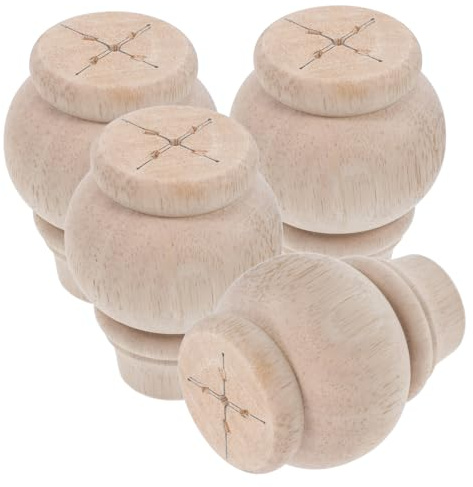 IMIKEYA Lot de 4 Pieds de Meubles en Bois Massif Non Verni 8x10 Cm, Pieds de Chaise, Table Basse et Canapé, Rechange Robuste et Stable pour Mobilier Scandinave et Petit Meuble Bois