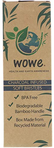 Wowe Organic Natural Bamboo Zahnbürste – Kohle infused individuell nummerierte ergonomische, weiche BPA-freie Borsten, 4 Stück
