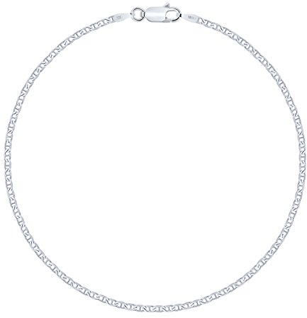 Planetys - Marine Kette Knöchelkette Fußkettchen 925 Sterling Silber rhodiniert 1.8 mm Breite Längen: 23-24-25 cm