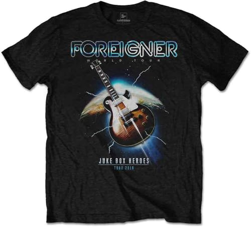 Foreigner T Shirt Juke Box Heroes Band Logo Nue offiziell Herren Schwarz XXL