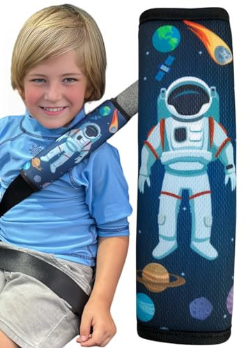 HECKBO 1x Kinder Auto Gurtpolster Gurtschutz mit Astronaut Weltraum Motiv - Mädchen Sicherheitsgurt Polster für Kinder und Babys