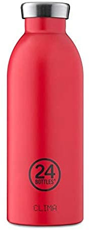 24BOTTLES Clima Bottle - Borraccia Termica 850 ml Acciaio Inox, Bottiglia Termica Thermos 100% Ermetico (12h Hot 24h Cold) dal Design Italiano, Borracce Termiche Ecologiche, Water Bottle Hot Red