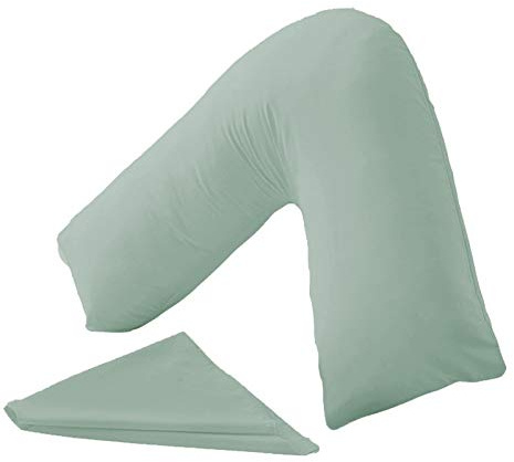 ER Traders Ltd V Pillow With V Pillowcase Hollowfibre Back and Neck Support V Shaped Orthopedic (Duck Egg, Complete with Pillow)