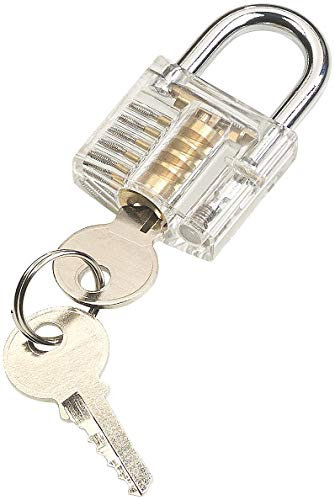 AGT Durchsichtiges Schloss: Durchsichtiges Lockpicking-Übungsschloss mit 2 Schlüsseln (Transparentes Schloss, Übungsschloss transparent, Fahrradschloss)