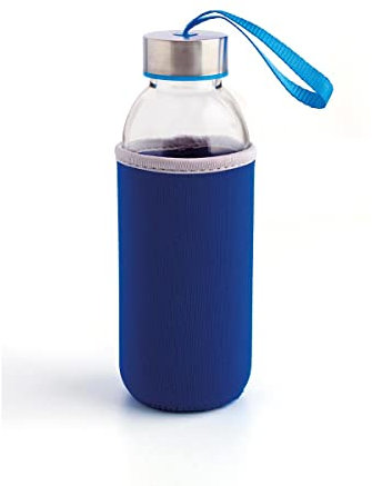 Quid Quidate Botella Transporte Vidrio con Funda Neop 0,40l Sodo No Apto Microondas Reciclable