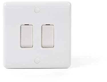 Lieber Silk White 2 Gang Intermediate & 2 Way Switch - Curved Edge