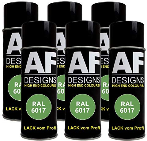 Alex Flittner Designs 6x RAL Lackspray Autolack Buntlack Spraydose RAL6017 MAIGRUEN matt