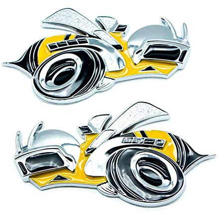 Rozhuhro 2 PCS Super Bee Yellow Car Logo Decals Metall 3D Side Fender Auto-Abzeichen-Aufkleber Für Dodge SRT