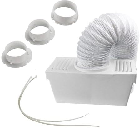 Juego universal: condensador de secadora para muchas secadoras de aire de escape, caja de condensador, canal de metal, 3 adaptadores de conexión, abrazaderas de fijación