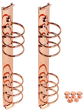 MultiBey A5 6-Ring Rose Gold Binder Ring Mechanisms 2Pcs, Round Ring Binding Spines Combs Replacement for A5 Loose Leaf Notebook (A5-30mm Ring Diameter, Rose Gold)