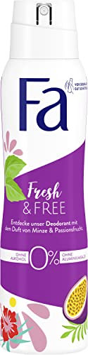 Fa Deospray Fresh & Free Minze & Passionsfrucht ohne Alkohol, ohne Aluminiumsalze, 48h Schutz, 150 ml