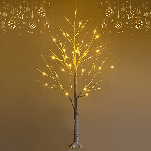 GOPLUS 120/150/180cm LED Baum innen, Lichterbaum Weihnachten mit 48/72/96 warmweißen LED Lichtern, künstlicher Weihnachtsbaum, Christbaum Birkenbaum Weihnachtsdeko für Zuhause, Party & Geburtstag
