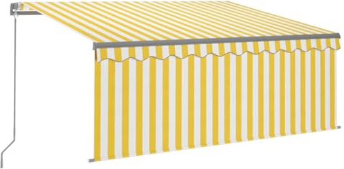 vidaXL Gelenkarmmarkise Einziehbar mit Jalousie Markise Sonnenmarkise Balkonmarkise Sonnenschutz Sichtschutz Garten Balkon Terrasse 3,5x2,5m Gelb Weiß