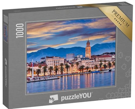 puzzleYOU: Puzzle 1000 Teile „Split bei Nacht, Kroatien“ – aus der Puzzle-Kollektion Kroatien, Mittelmeer