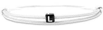 Made by Nami Surfer-Armband Personalisiert mit Buchstabe - Damen Herren Mädchen Pärchen-Armband individualisiert - Freundin Freundschaftsarmband Geschenk - Wasserfest & Verstellbar (Grau I)