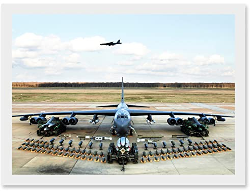 Artery8 Military Air Plane Strategic Bomber Jet B52 Stratofortress Ammo Loadout Artwork Framed Wall Art Print A4