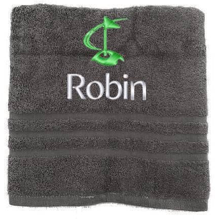 Pet-Jos Personalisiertes Handtuch mit Namen Schön gestickter Name Handbadetuch 100% Baumwollhandtuch Personalized Custom Towel with Name (100 x 50 cm, Golf)
