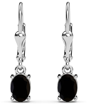 SHOP LC Damen-Tropfenohrringe mit schwarzem Turmalin 2.31 Karat, hängender ovaler Edelstein aus 925er Sterlingsilber für Damen, perfekt zum Verschenken oder für den Alltag