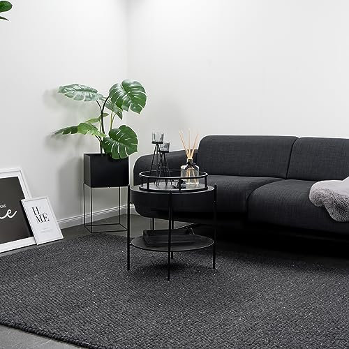 Consilio Concept 120 x 170 Teppich Wohnzimmer Anthrazit Wolle modern Wohnzimmerteppich Natur Melange dezent Matt weich Luxus Zertifiziert Made in Germany Design Manufaktur Markenteppich Oeko TEX