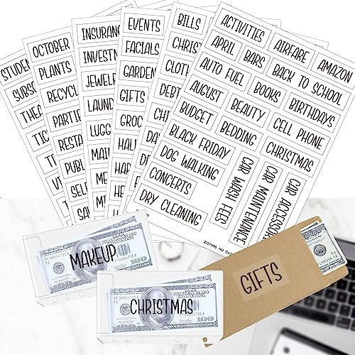 142 Budget-Aufkleber für Geldumschläge, A6 Budget-Ordner-Etiketten, Budgetplaner, Vinyl-Aufkleber, Geldorganizer für Budgetierung, Sparen, sinkende Gelder, tägliche Ausgaben