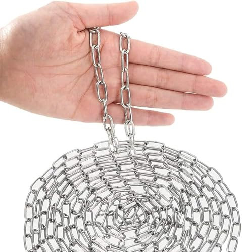 SUS304 Stainless Steel Chain Metal Link Small Light Duty Utility for Home Outdoor Camping Hanging Pet Chain Prevention Theft -Thickness 0.08 inches (2mm)- Length 9.8ft (3m)