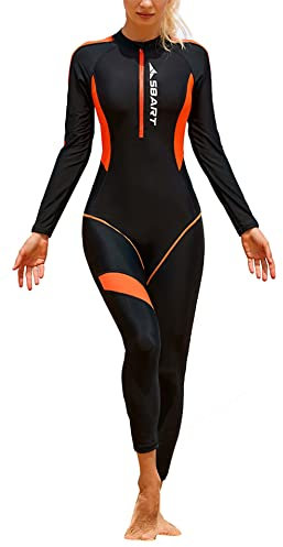 SEAUR Rash Guard Damen UPF 50+ Lange Beine und Arme Ganzkörper Badeanzug Reißverschluss Schwimmanzug Slim Fit Sonnenschutz Bademode Schwimmen Surfen - XL
