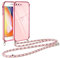 Vauki handyband für iPhone 8 Plus/iPhone 7 Plus Hülle mit Band, Handyhülle mit Kette, Herz Motiv, Ultra Dünn Stoßfeste Aesthetic Case mit Kordel zum Umhängen für iPhone 8 Plus 5.5 Zoll, Rosa