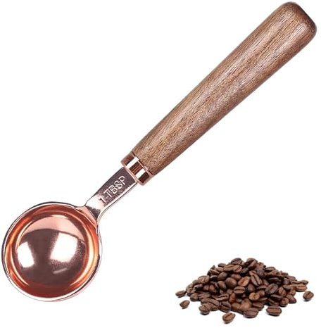 Cuchara de café de Acero Inoxidable Retro con Mango de Nogal Negro, Cuchara medidora para café molido, 1 Tbsp, 15ml, Cuchara medidora,Té Café Cuchara medidora Cuch (Oro Rosa)