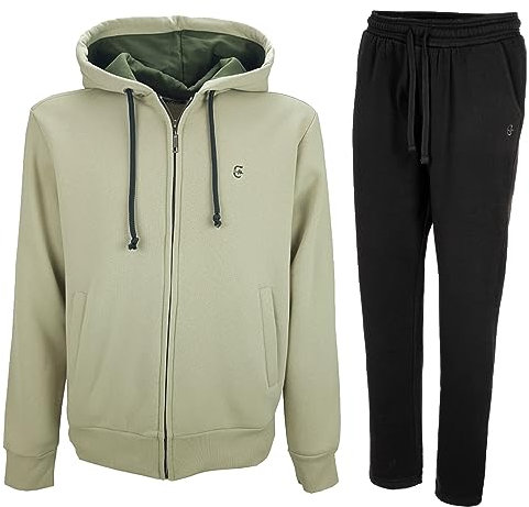 Coveri Anzug Herren Voll Kapuzenpullover Zip Winter M L XL XXL XXXL (XXXL - Pearl)