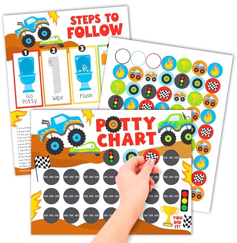 Tableau d'apprentissage de la propreté pour tout-petits garçons – Tableau de pot pour garçons avec autocollants, tableau d'autocollants pour enfants – Tableau d'apprentissage de la propreté pour