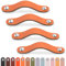 LEREATI Ledergriffe für Möbel 4 Stück Schrankgriffe mit Schrauben Möbelgriffe Vintage Schubladengriff Knöpfe Möbelgriff Leder für Küchenschränke Schränke Bad (Helles Orange, für 128mm Loch Mitte)
