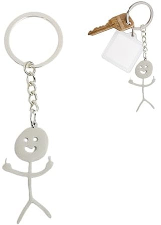 BNOYONERAS Lustiges Skelett Smiley kleiner Mann Gebärdensprache Schlüsselanhänger Lustiger Kritzel-Schlüsselanhänger mit Mittelfinger Schlüsselanhänger Auto Süße Schlüsselanhänger Anhänger,Geschenk