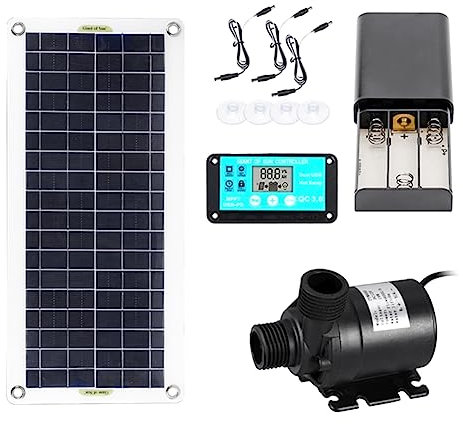 Tlily Bomba de Agua Solar de 50W DC12V 800L/H Bomba de Fuente de Agua Solar de Bajo Ruido Bomba de Riego de Fuente de Agua Familiar para JardíN RV