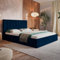 MOTIVENA Wiko Polsterbett 180x200 Blau Samt Mit Bettkasten, Stauraum, Lattenrost Und Kopfteil - Ohne Matratze, Dunkelblau