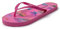 JOMIX Chanclas Brillantes de Mujer para Playa, Piscina, Mar, Ducha y Baño - Sandalias de Dedo Planas de Espuma con Hojas, Fucsia, 36 EU