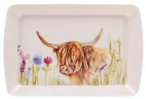 Lesser & Pavey British Designed Serving Tray | Dinner Tray For Multiple Uses Around The Home | Trays For Food Serving Or Drinks Serving | Highland Cow Small Serving Tray - Jennifer Rose Gallery