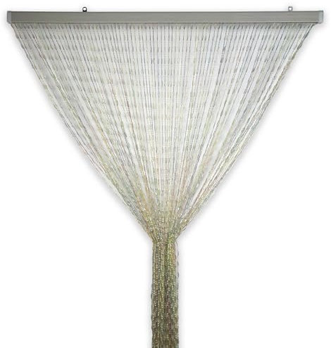 Tenda Antimosche a Perline per Porta Finestra a Pannello Moschiera con Catenelle da Esterno Misura 120x220 cm Bicolore Trasparente Multicolor