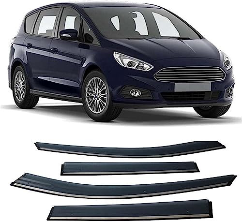 4 Stück Auto Windabweiser für Ford S-MAX 2009-2014, Seitenscheiben Windabweiser Vorn Hinten Wasserdicht Langlebiger Regenabweiser