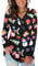 AUSELILY Women's Long Sleeve Tops V-Neck Jumpers Causal Button Down Sweatshirts Loose Henley T Shirt Blouse(Christmas Snowman,XL)