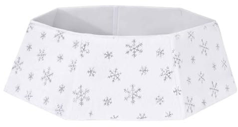 Jupe de Sapin de Noël, Panier de Sapin de Noël, Blanc Flocon de Neige Housse pour Sapin de Noël Cache Pied de Sapin Noël Pliable pour Décoration Sapin Noel (Blanc)
