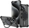 Sibada Minimalist Frameless Case for iPhone 15 Plus, Bumper, Compatible with MagSafe, 360° Rotating Ring Stand, Hard, Shockproof Aluminium Alloy Mobile Phone Case (2024) 6.7 Inch - Black