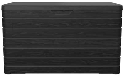 Ondis24 Dolomiti Kissenbox XXL Auflagenbox Gartenbox anthrazit 970 Liter Truhe Holz Optik mit Gasdruckfedern ca. 146 x 82 x 85 (H) cm